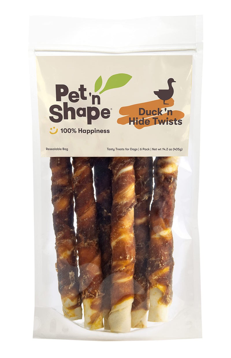 Pet 'n Shape Duck 'n Hide Twist - Duck Wrapped Rawhide Natural Dog Treats, Large, 6 Count - Image 1